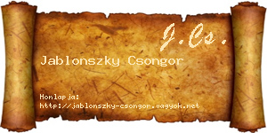 Jablonszky Csongor névjegykártya